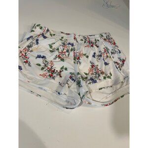 Athleta Womens Floral Print Performance Athletic Shorts L White